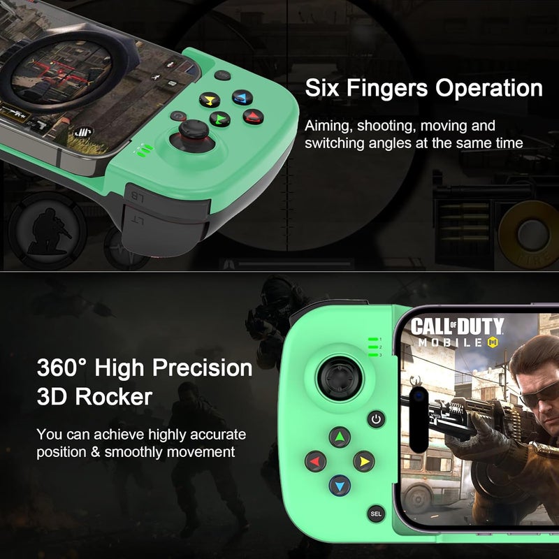 arVin Wireless Gaming Controller for iPhone Android Gamepad Joystick for iPhone 15/14/13, iOS, iPad, MacBook, Samsung Galaxy S23/22/21, TCL, One Plus, Tablet, PC, Call of Duty Mobile, Genshin, Diablo - Image 4